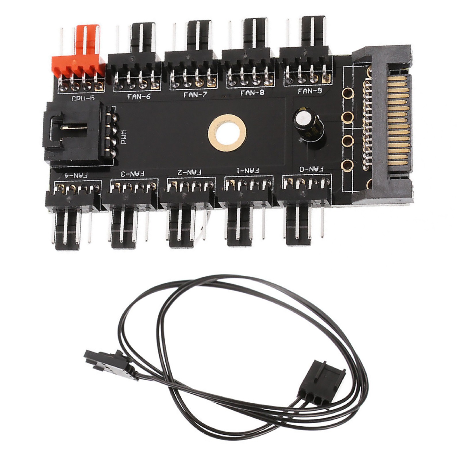 1 to 10 4-pin PC CPU PWM Cooling Fan Speed Controller SATA Power Socket Splitter