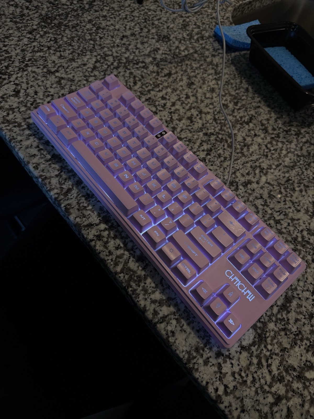 CHONCHOW Pink TKL Gaming Keyboard 87-Key LED Backlit Wired USB Wired Keyboard