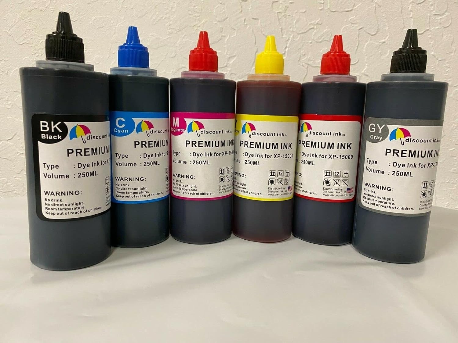 6x250ml Premium CISS Refillable Ink Refill Bottle Compatible with Epson XP-15000
