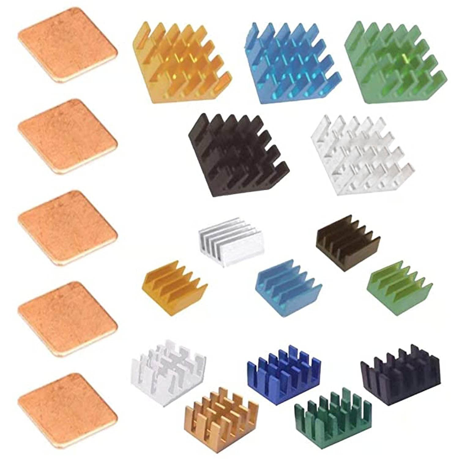 Easycargo 20pcs Raspberry Pi Heatsink Kit Aluminum + Multicolored (20pcs)