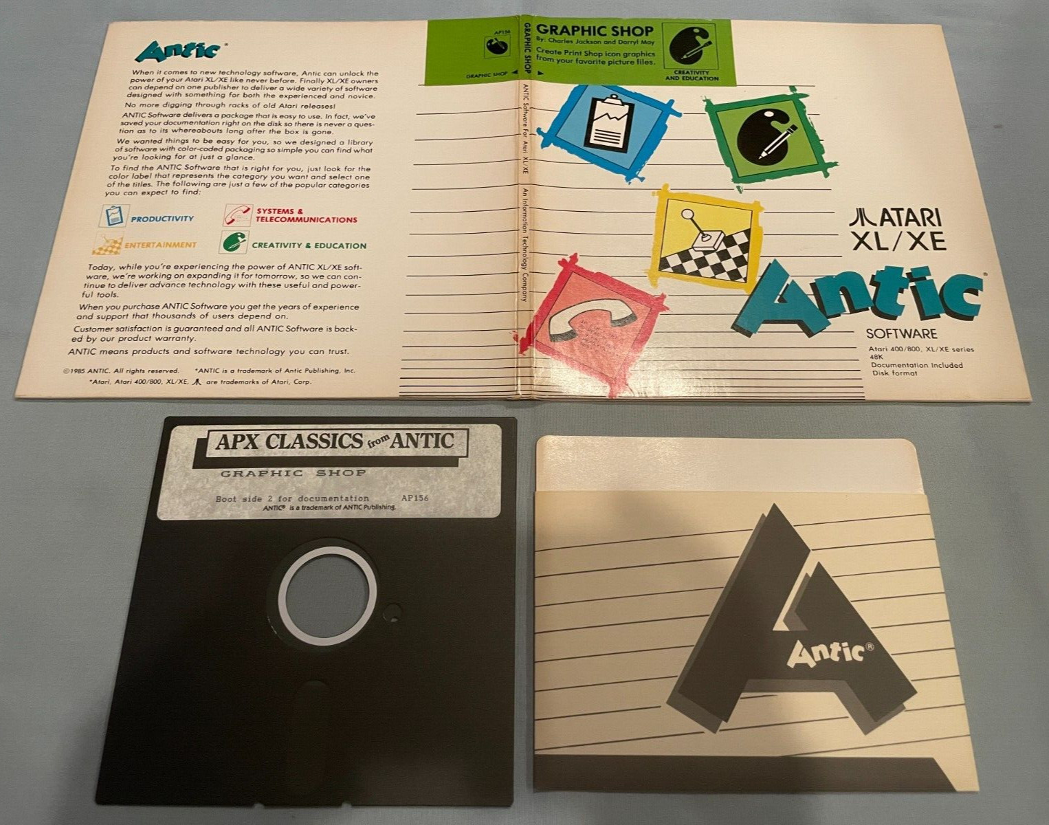 GRAPHIC SHOP - Atari 400/800 XL/XE Computer Software 5.25" Disk in Folio TESTED