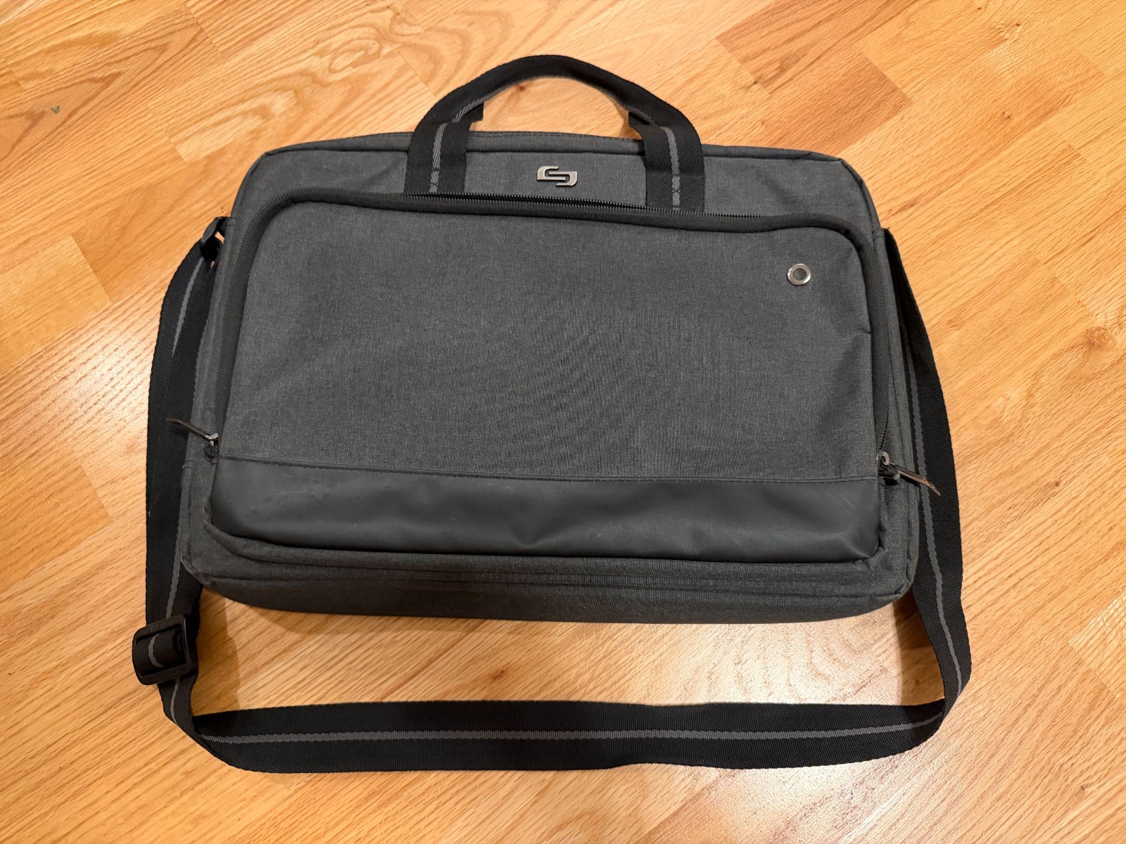 Solo Gray Laptop Briefcase Shoulder Bag Carrying Case Organizer Strap