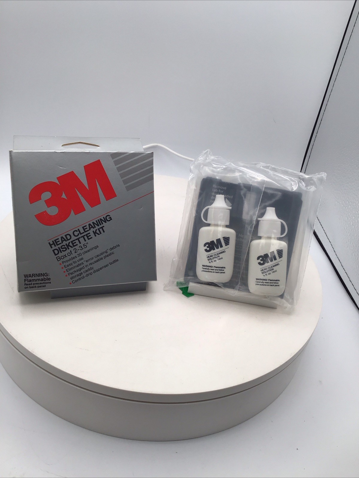 OPEN BOX 3M Head Cleaning Diskette Kit Box of 2 x 3.5" Vintage from 1989 NIB