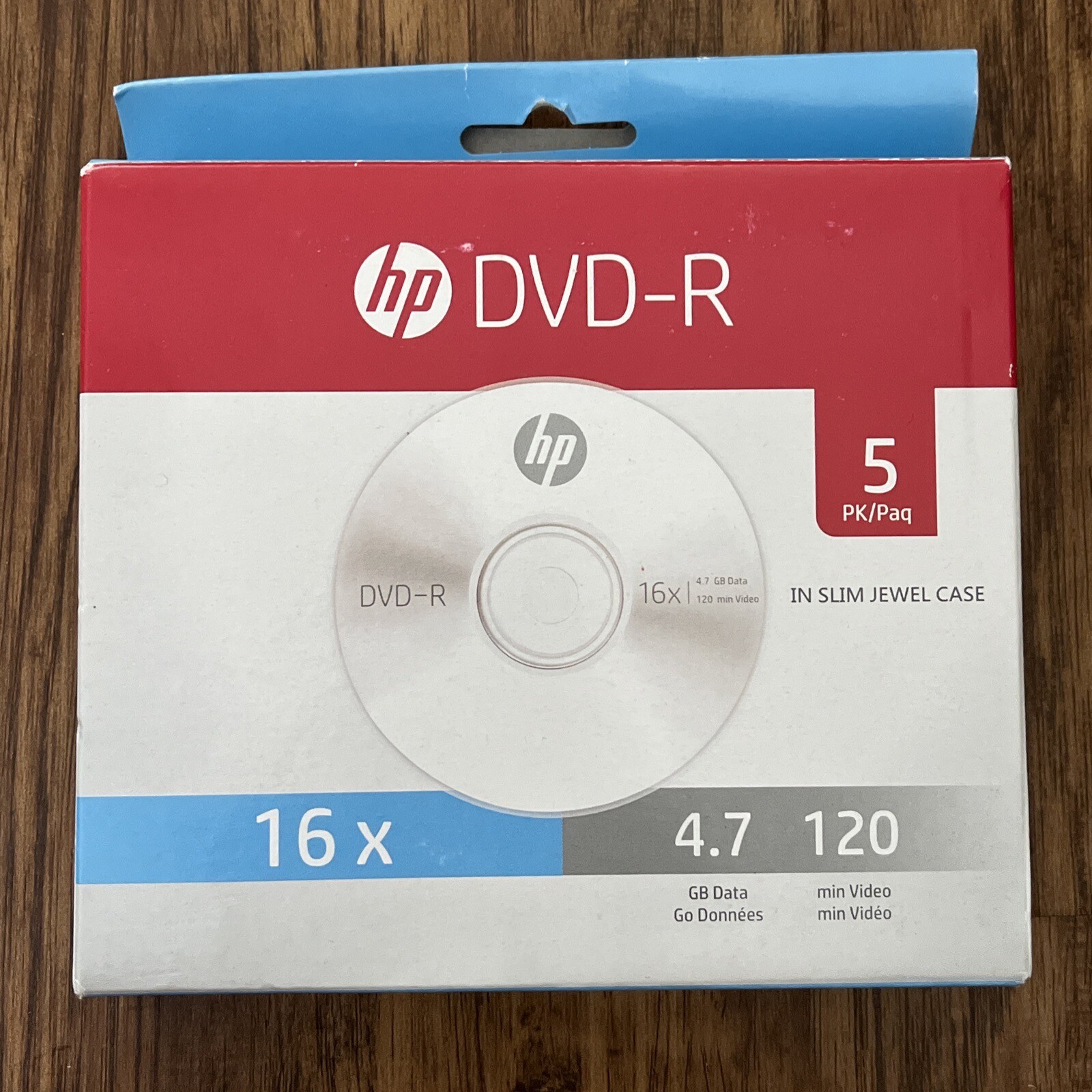 5pk HP DVD-R DISKS With Slim Cases 16X 4.7gb 120 Min. Video 