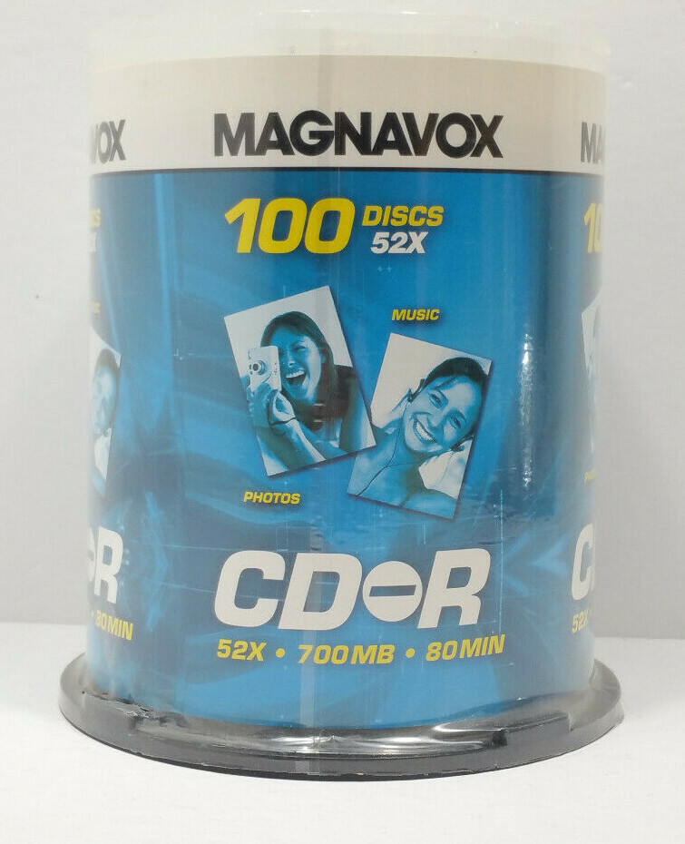 Magnavox CD-R 100 Discs Pack 52X 700MB 80 Min Brand New Sealed Blank Media