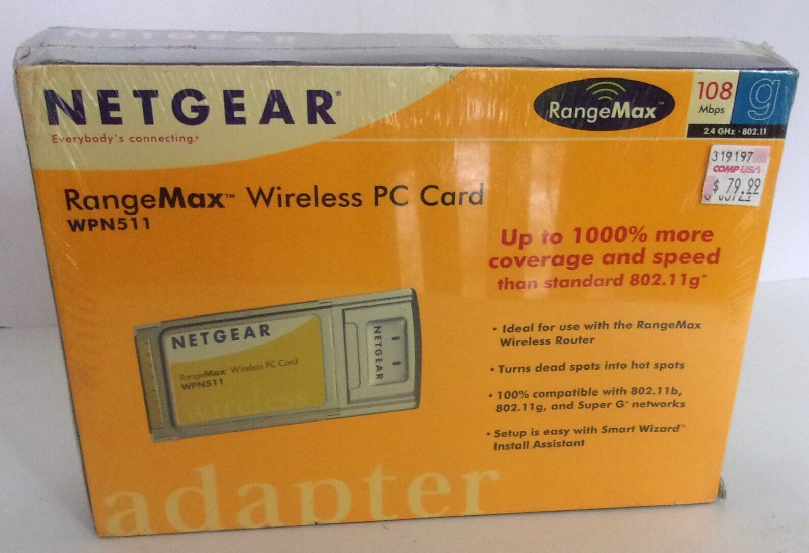Netgear Range Max Wireless PC Card WPN511 Notebook Laptop WiFi PCMCIA 802.11