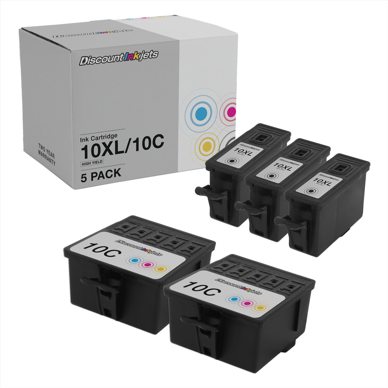 DI Compatible Ink Cartridges Replacements for Kodak #10B #10C 5pk