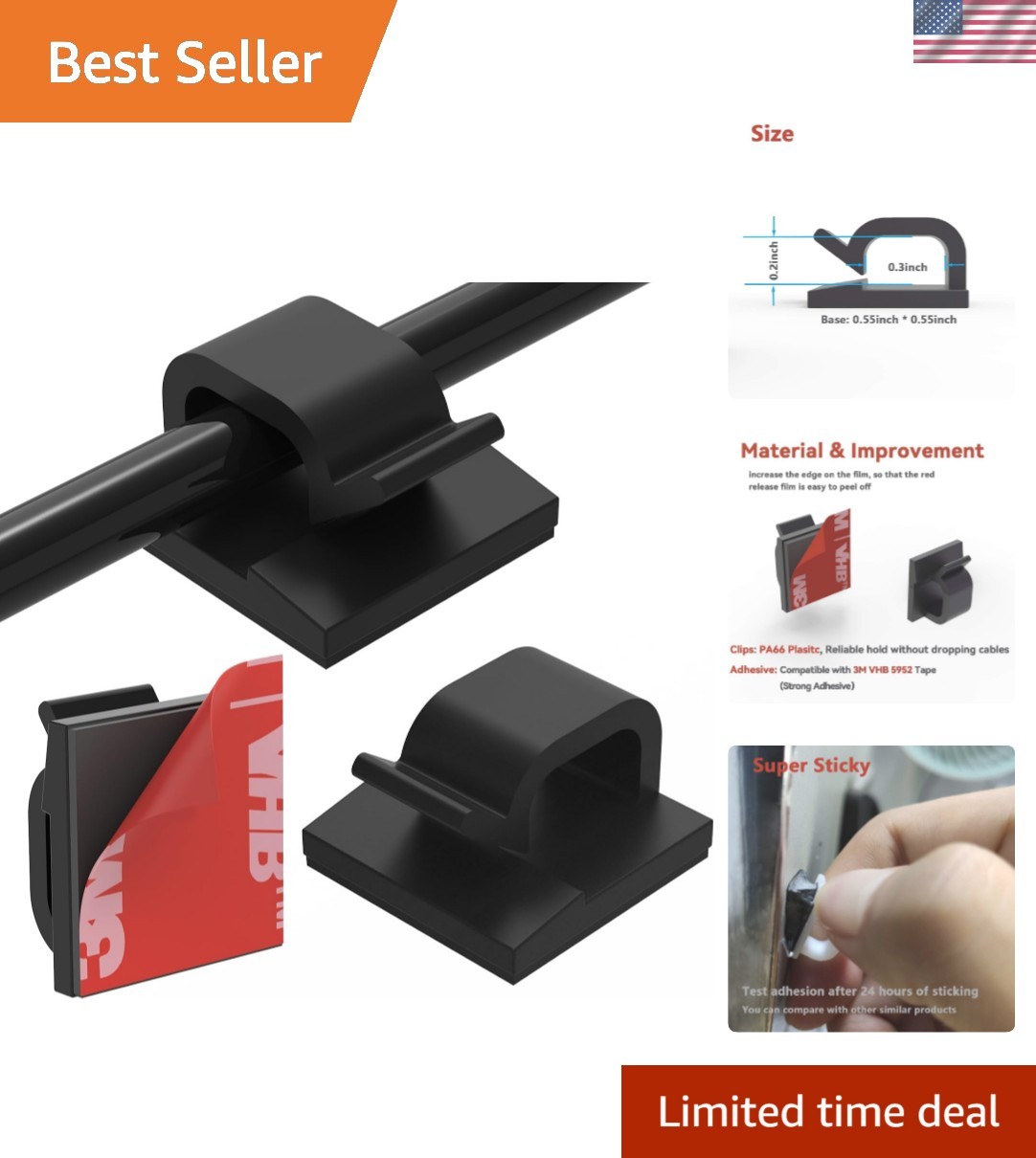 Heat-Resistant Cable Clip Holders - 40-Pack for Organizing Electronics and More