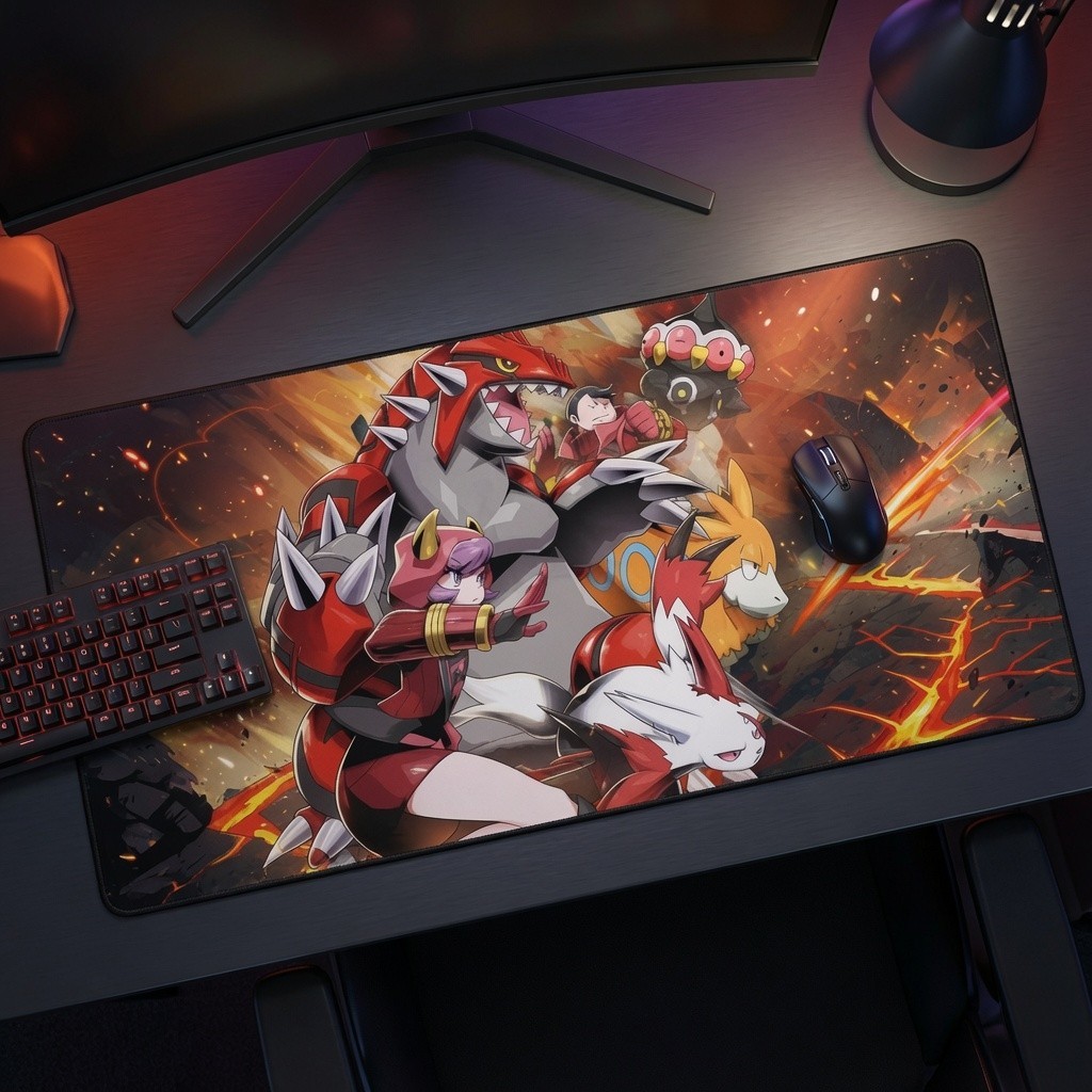 Magma Groudon EX Double Crisis Pokemon Mat Playmat Card Game XXL Mousepad 35x16"