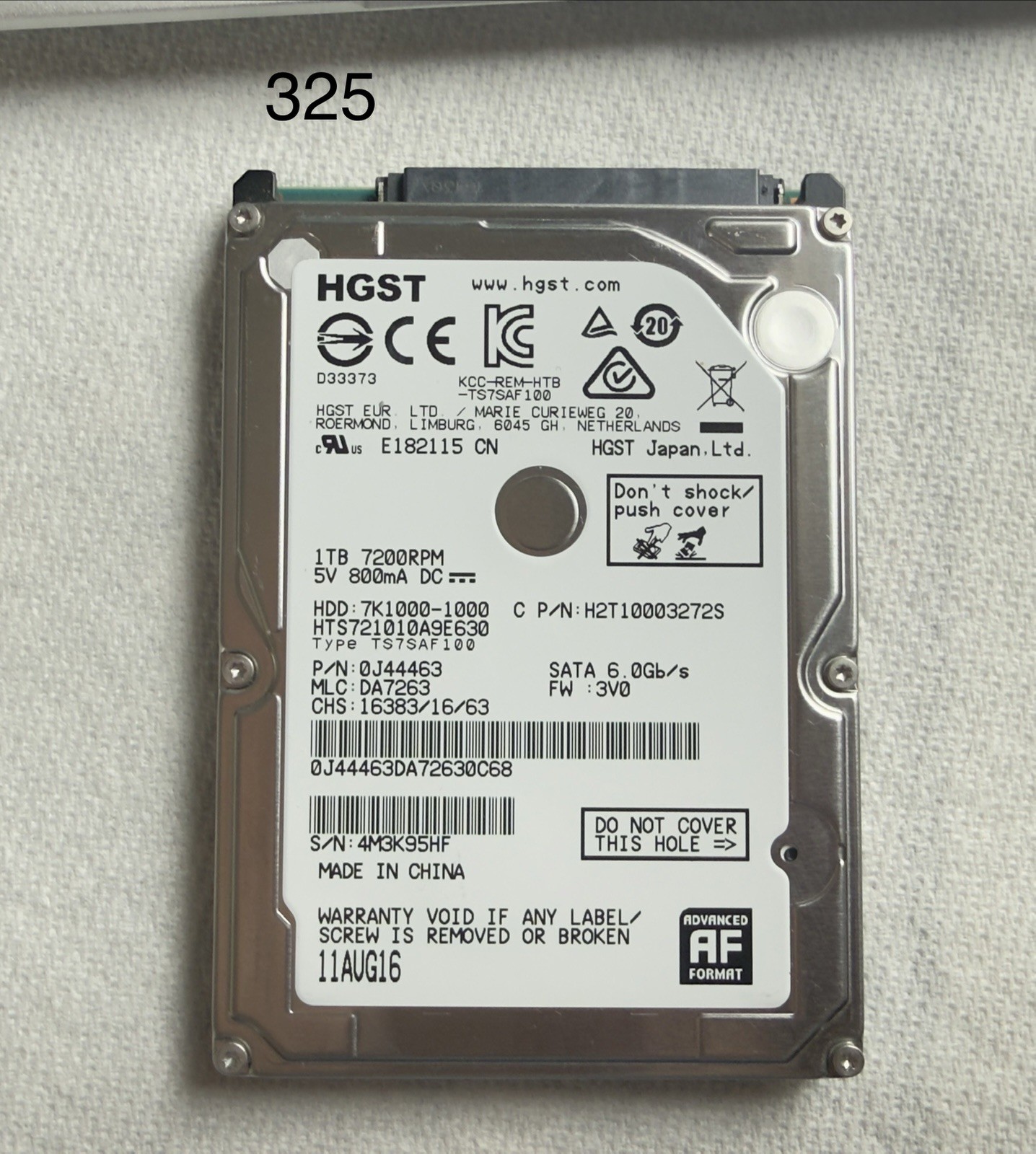HGST 1.0TB 2.5" SATA 7200RPM Hard Drive HTS721010A9E630 0J44463 health 100%