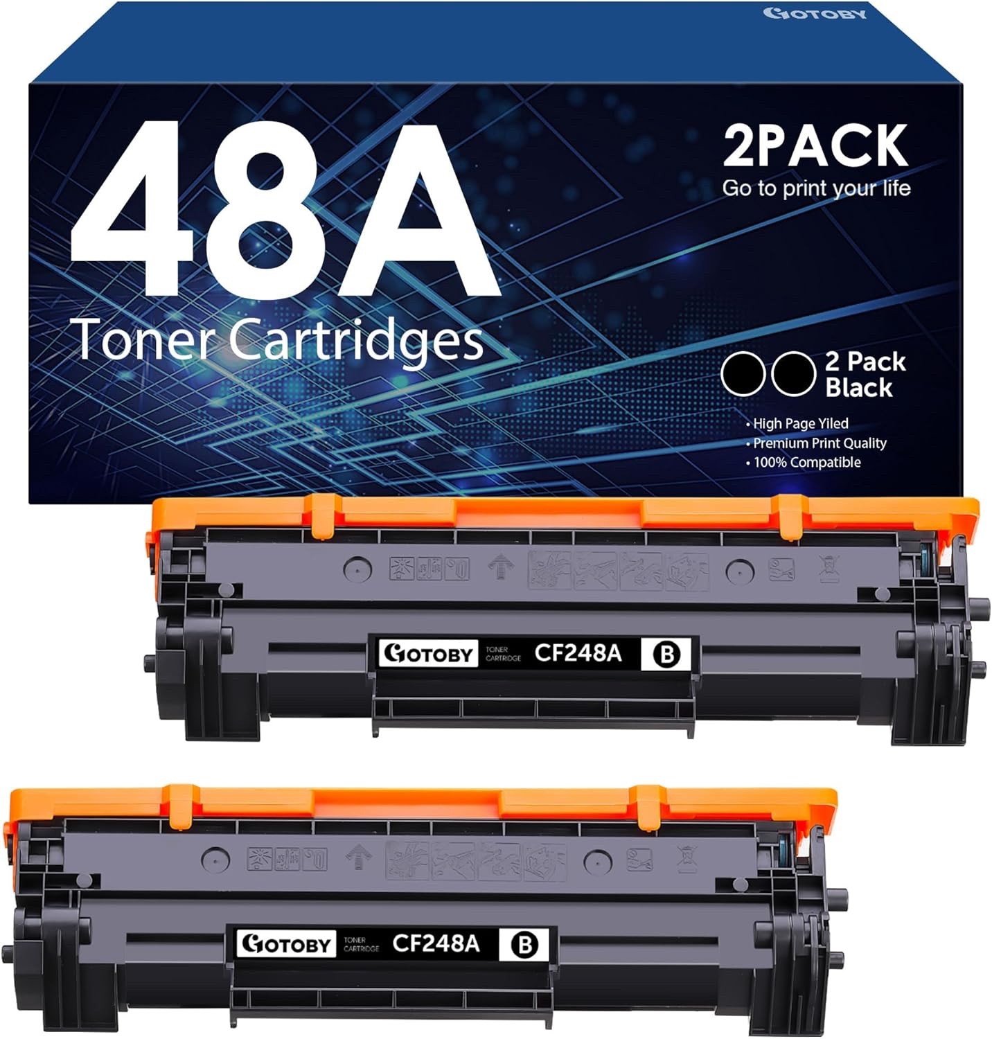 48A CF248A Toner Cartridge Replacement Black 2 Pack for Printers