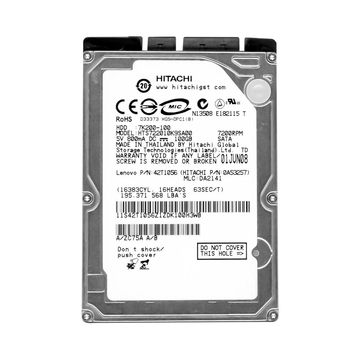HITACHI TRAVELSTAR 7K200 100GB 7.2k 16MB SATA 2.5'' HTS722010K9SA00