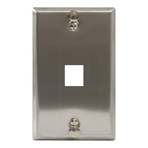 ICC Telephone Faceplate, Stainless Steel, 1 Port, EZ/HD Style, Hanging Standoffs