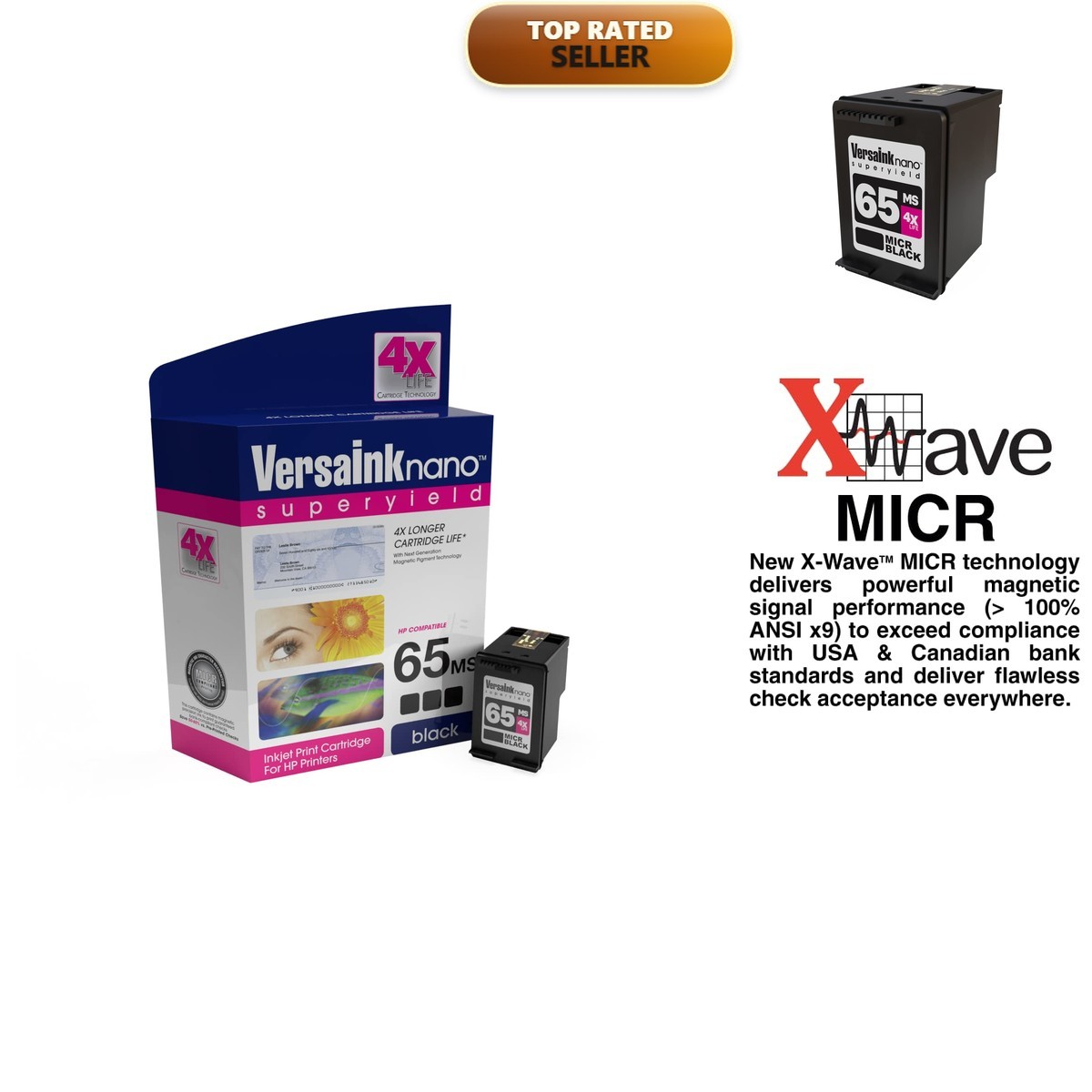 VersaInk 65 MSe MICR Black Ink Cartridge for Check Printing