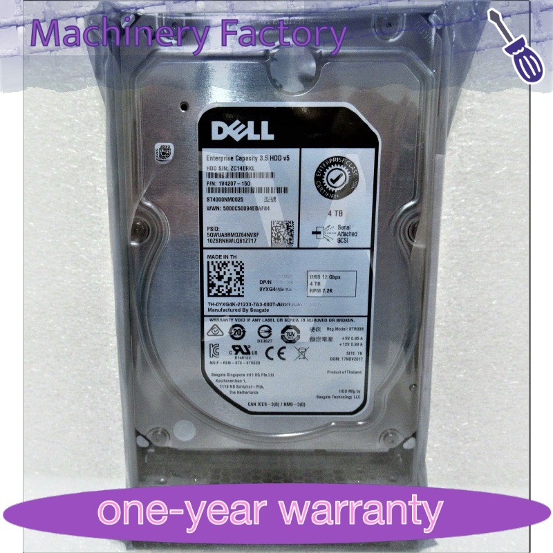1PCS New YXG4K ST4000NM0025 FOR Dell GEN13 4TB 7.2K RPM 12Gb/s 3.5" SAS SERVER