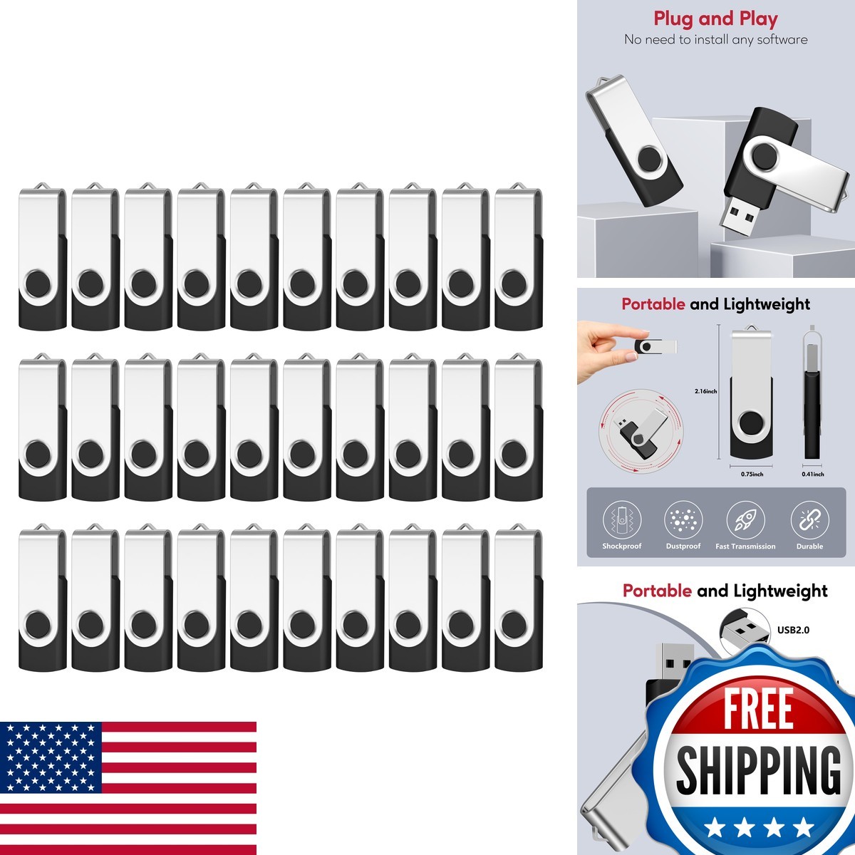 8GB USB Flash Drive 100 Pack, AreTop Premium USB2.0 Thumb Drives Bulk 8GB 100 Pa