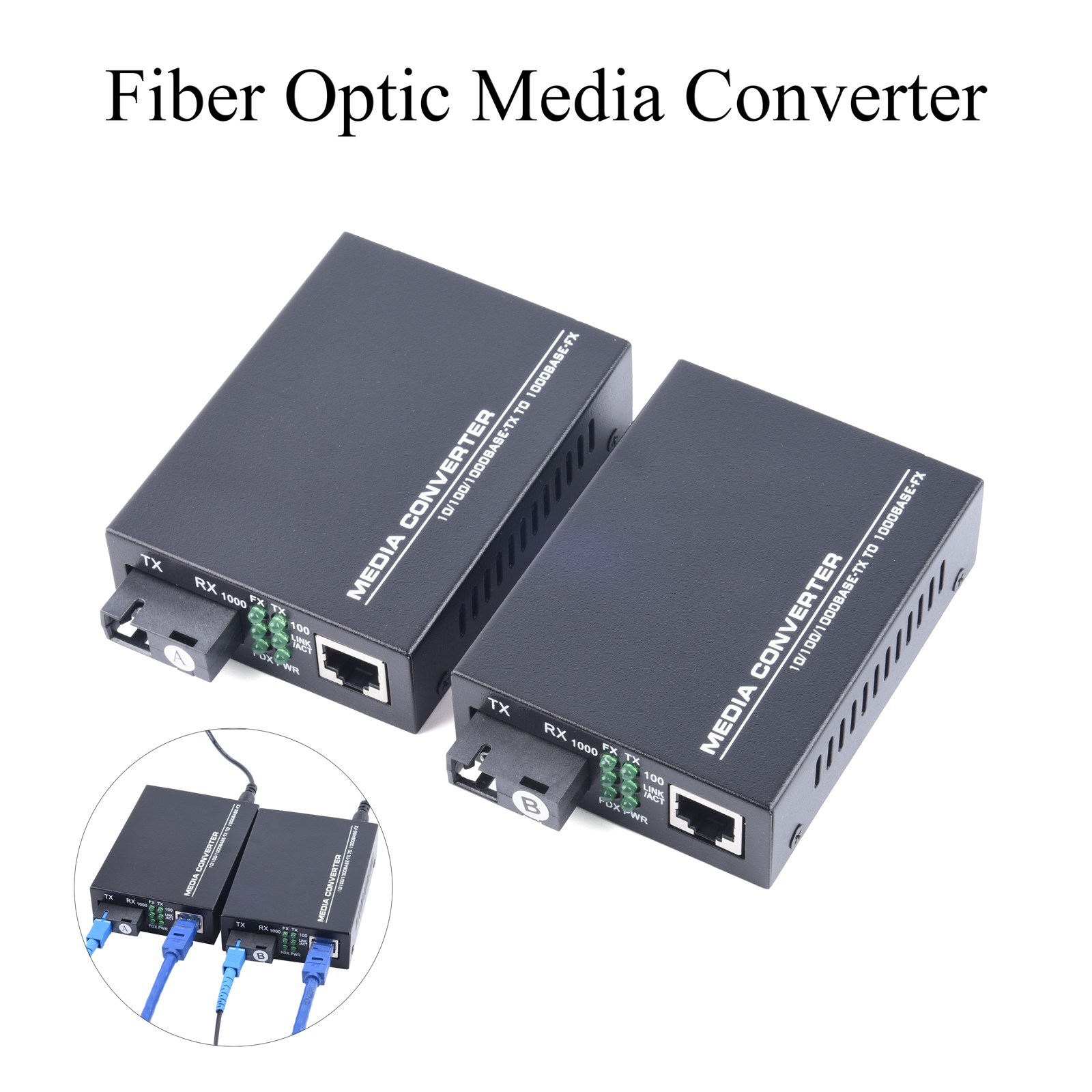 HTB-GS-03 Gigabit Fiber Optical Media Converter Single Mode to RJ45 3Km SC-Port