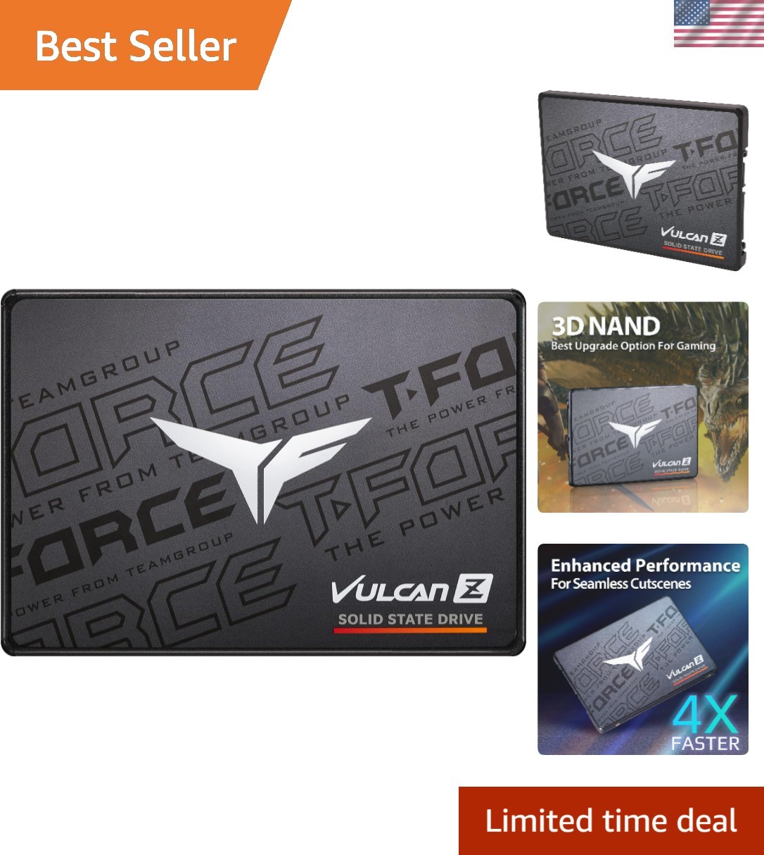 High-Speed T-Force Vulcan Z 256GB 2.5" SSD - Enhance Your Gaming Experience