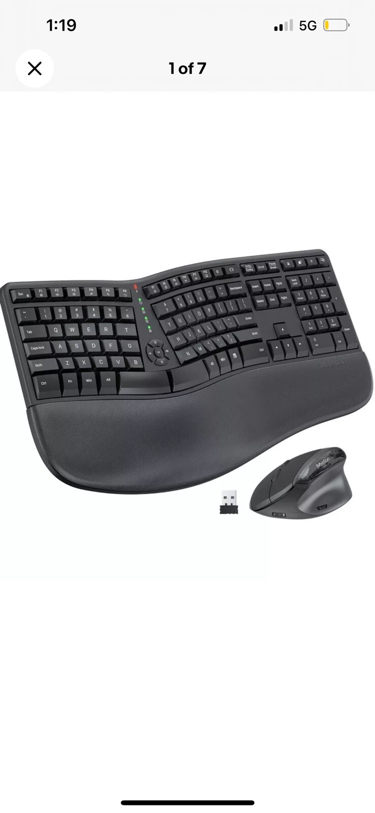 Meetion DirectorW Wireless Ergonomic Keyboard Black