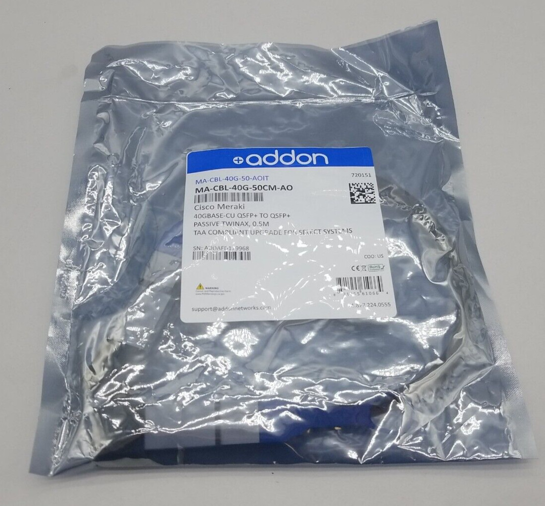 AddonMA-CBL-40G-50CM-AO 40GBaseCU QSFP+-QSFP+ Passive Twinex, 0.5M