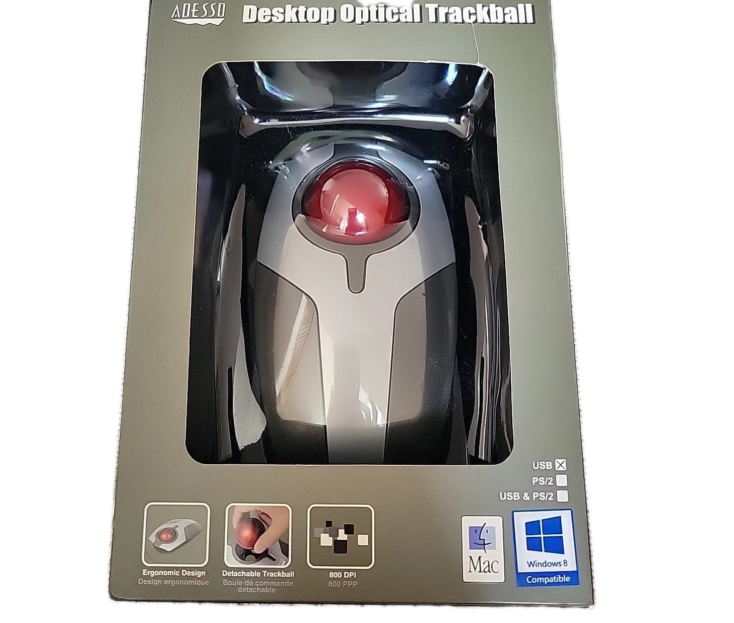 iMouse T1 Desktop Optical Trackball Adesso Mouse USB Mac Windows