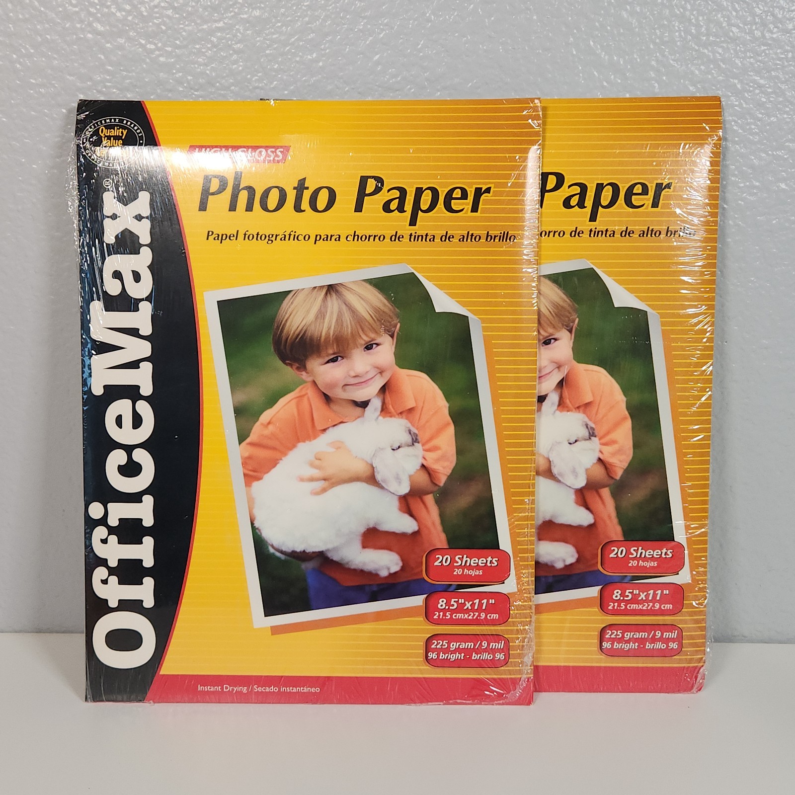 2 NEW OfficeMax High Gloss Photo Paper 20 sheets 8.5 x 11 Inkjet Printers 225
