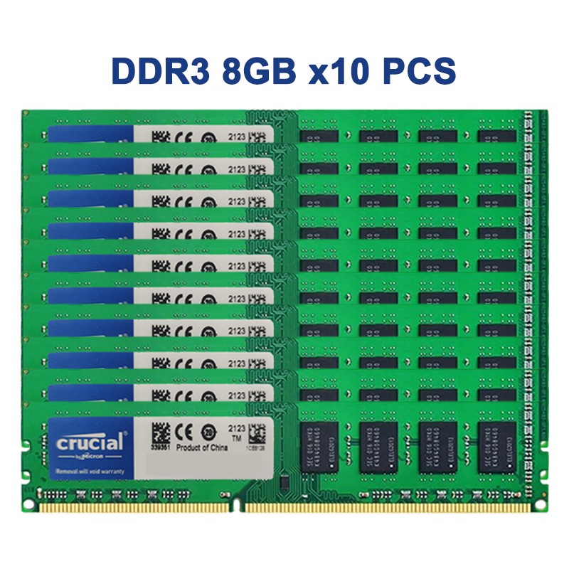 Crucial 80GB KIT DDR3 1333MHZ RAM 1.5V 240-Pi Non-ECC DIMM Desktop Memory 10x8GB