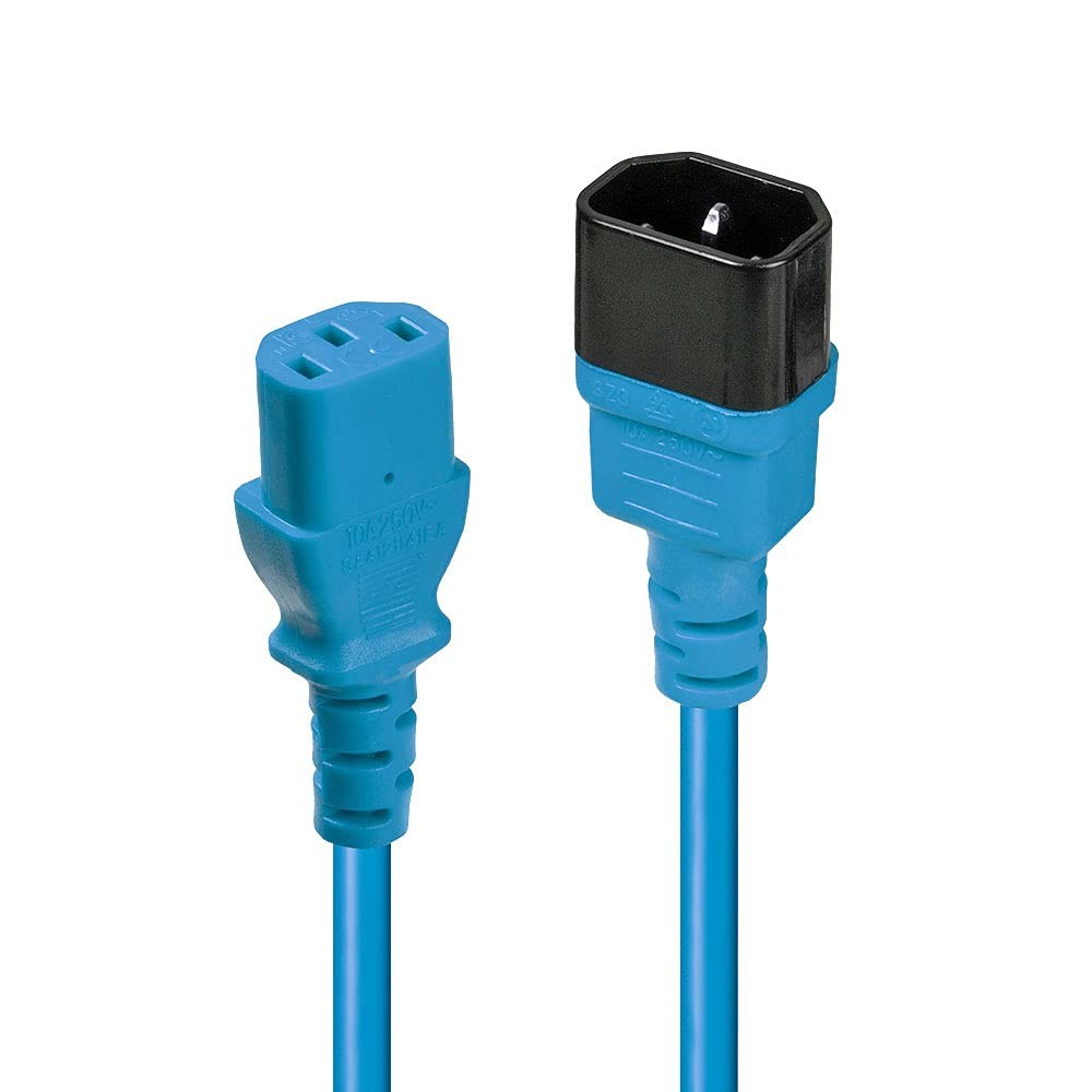 LINDY 30471 IEC C14 to IEC C13 Extension Power Cable, Blue, 1m 1m Blue