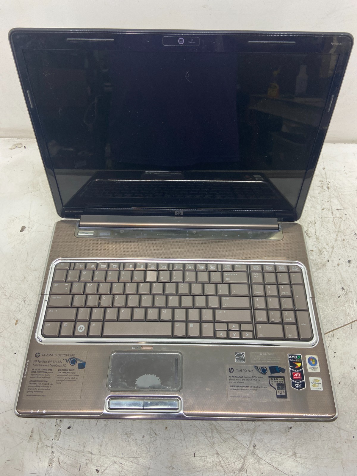 HP Pavilion dv7-1245dx AMD Turion x2  NO HDD
