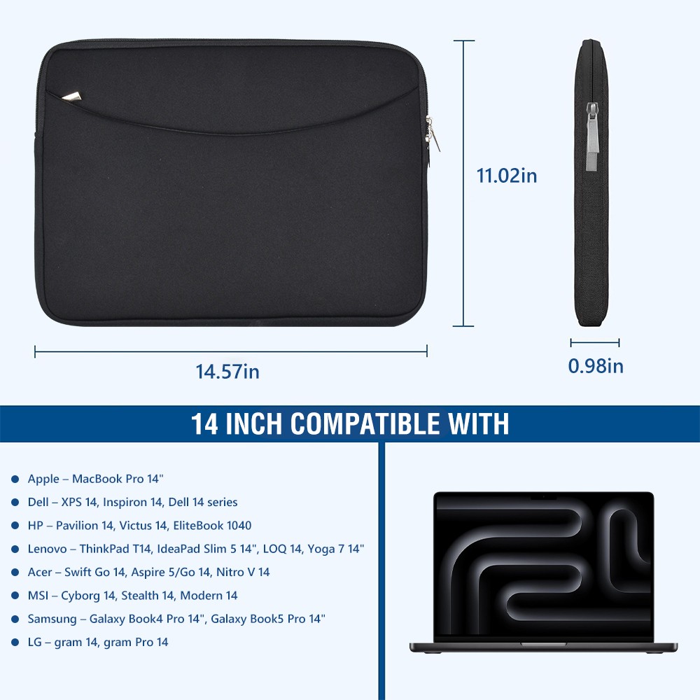 14/16 inch Laptop Sleeve Case Shockproof Soft Protective Briefcase Carrying Bag