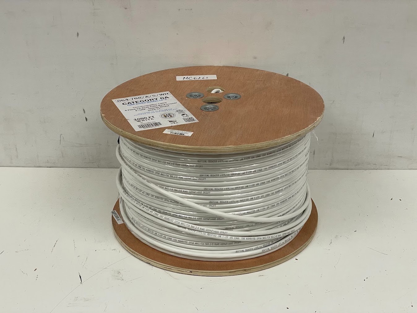 Vertical Cable Cat 6A 10G Shielded 23AWG Solid Bare Copper PVC 1000ft Ethernet