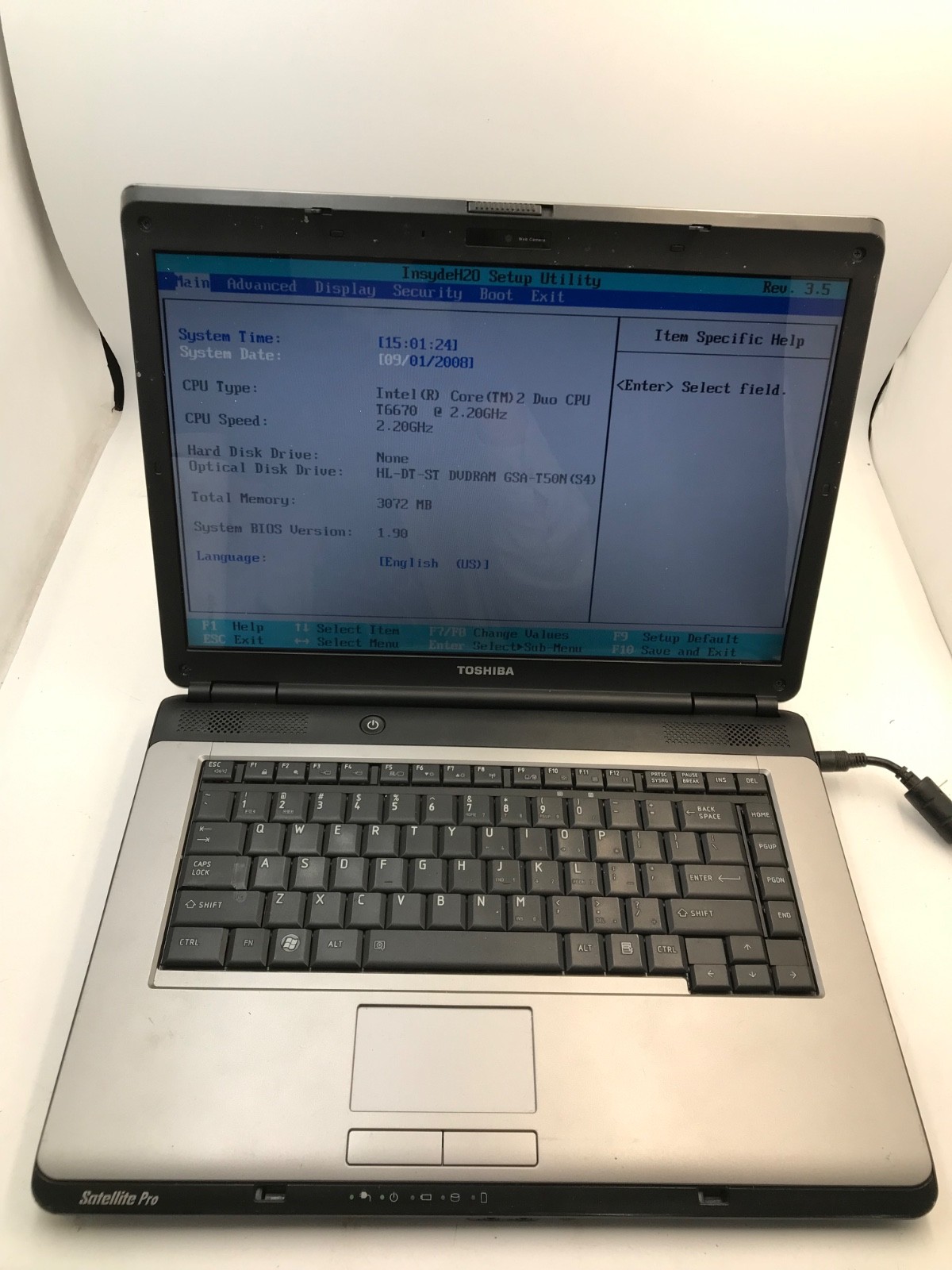 Toshiba Satellite L300 Intel Core 2 Duo T6670 16" Laptop 3Gb RAM NO HDD
