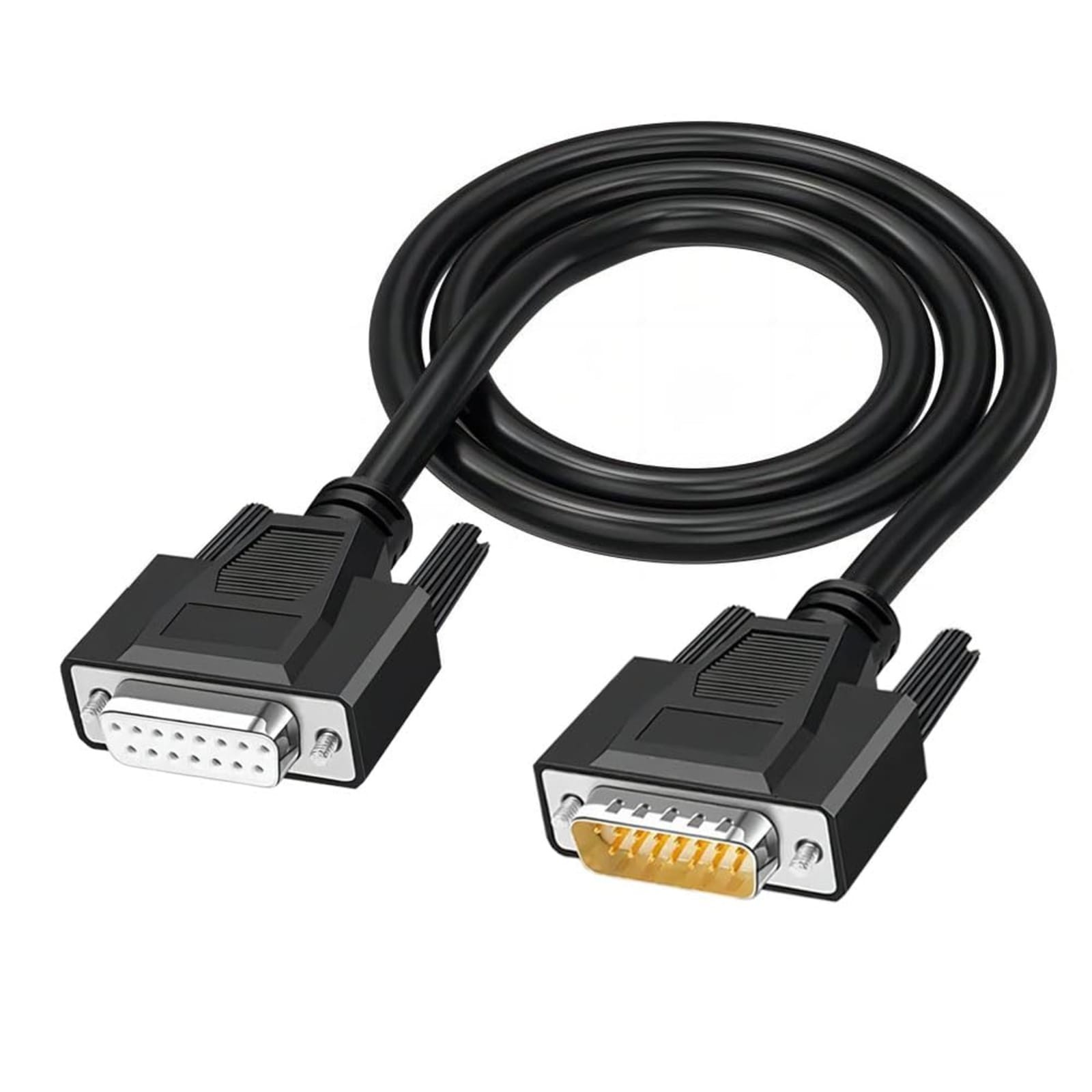 10FT DB15 Male to Female RS232 Serial Extension Cable 26AWG Straight Through
