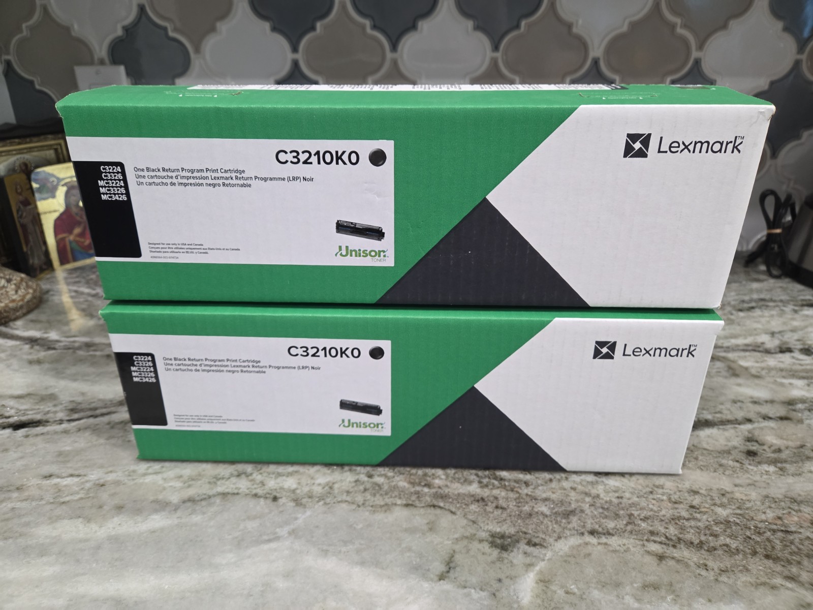 Lot 2 Sealed New Genuine Lexmark C3210K0 Toner Ink Cartridges Black Unison Read