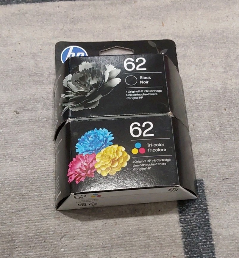 Genuine HP 62 Black & Tri-Color Ink Cartridges N9H64FN Dated 04/2027+ New M