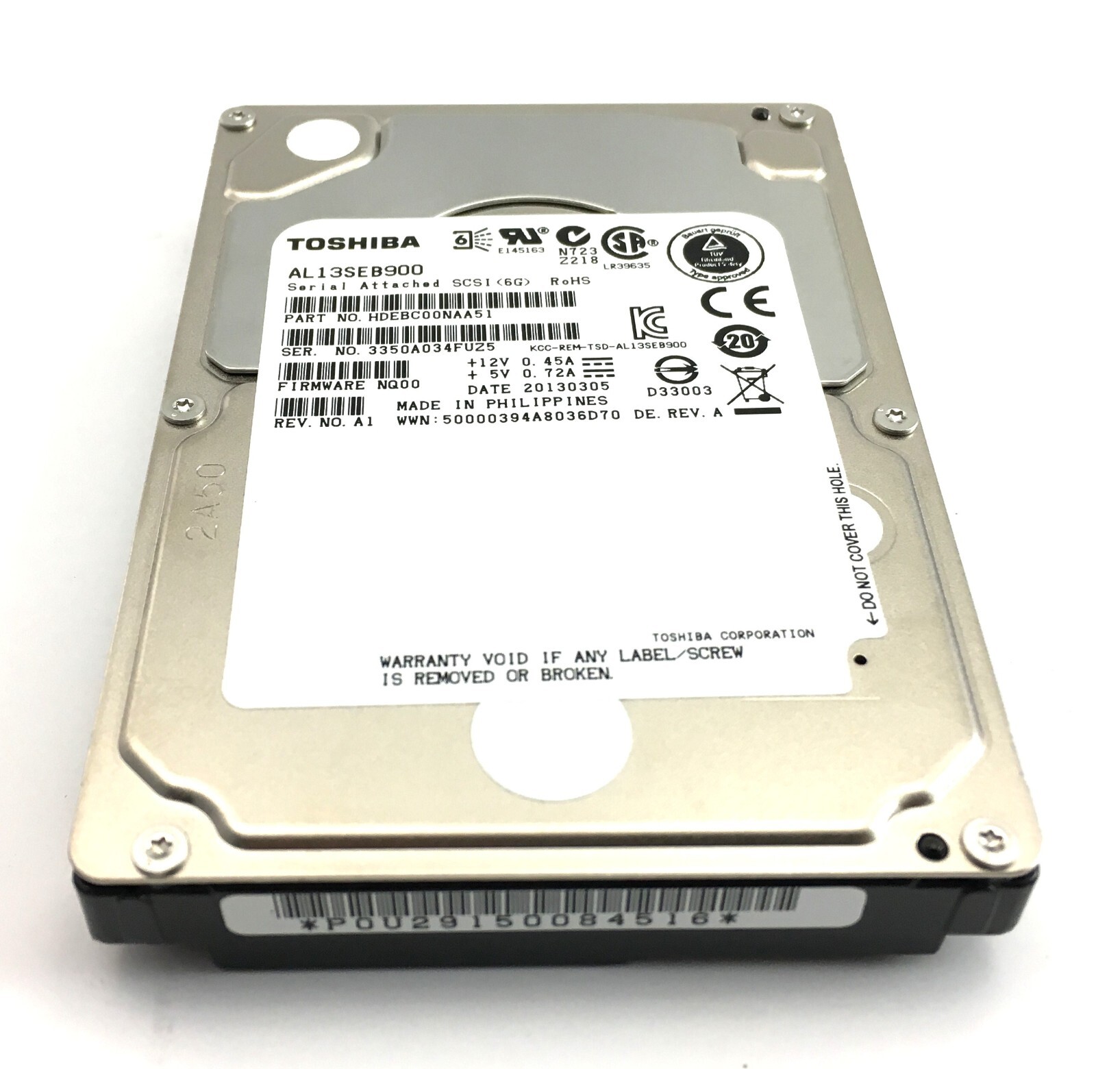 **NEW ZERO HOURS*Toshiba AL13SEB900 900GB 10k RPM 64MB SAS 6Gb/s 2.5" Hard Drive