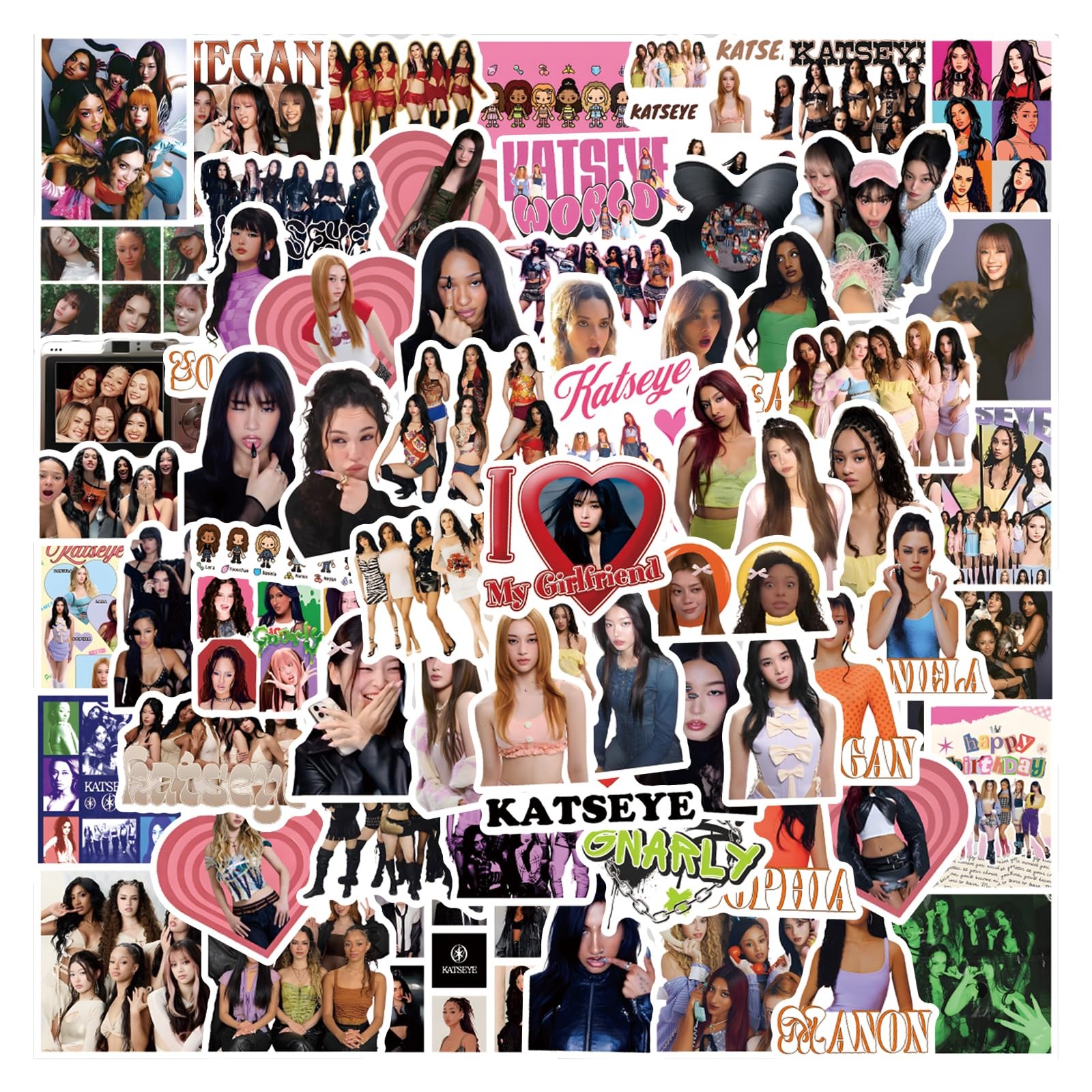 120 PCS KATSEYE Stickers, Waterproof Vinyl Pop Korean Girls 1.5-3.5 inches, 2