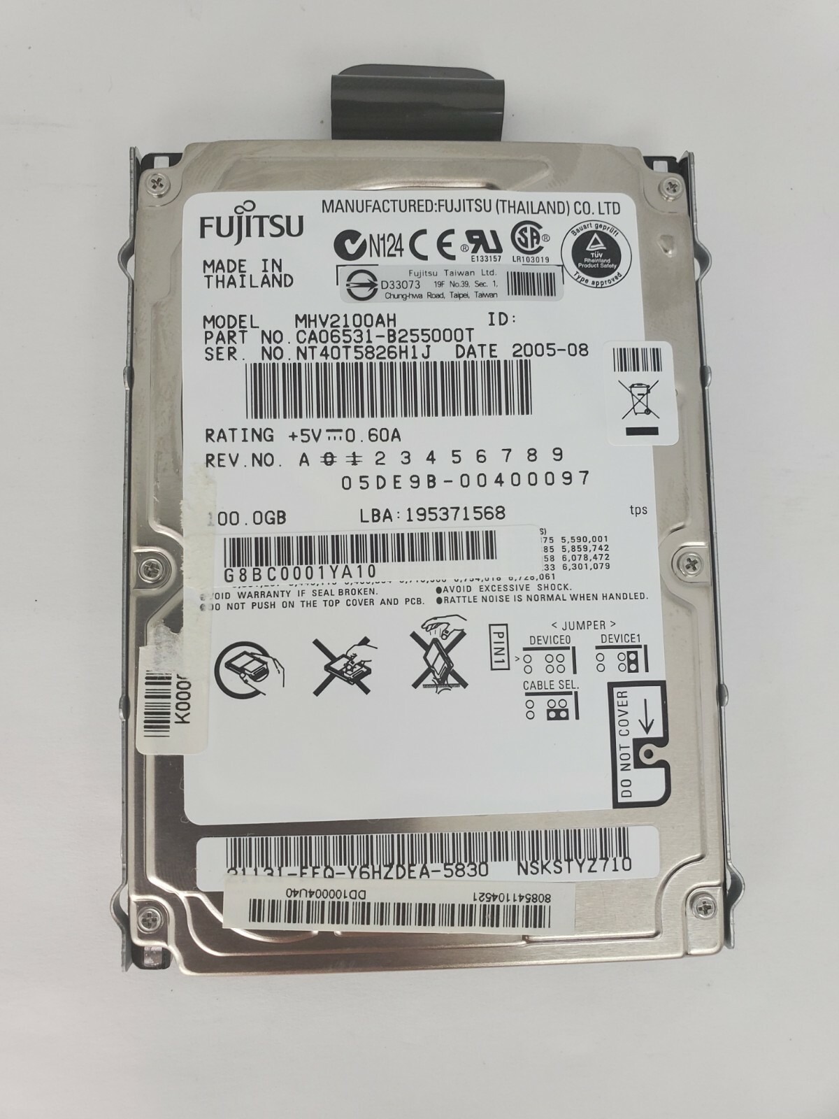 Fujitsu MHV2100AH - 100GB Series P/N CA06531-B255000T IDE Laptop Hard Drive H4