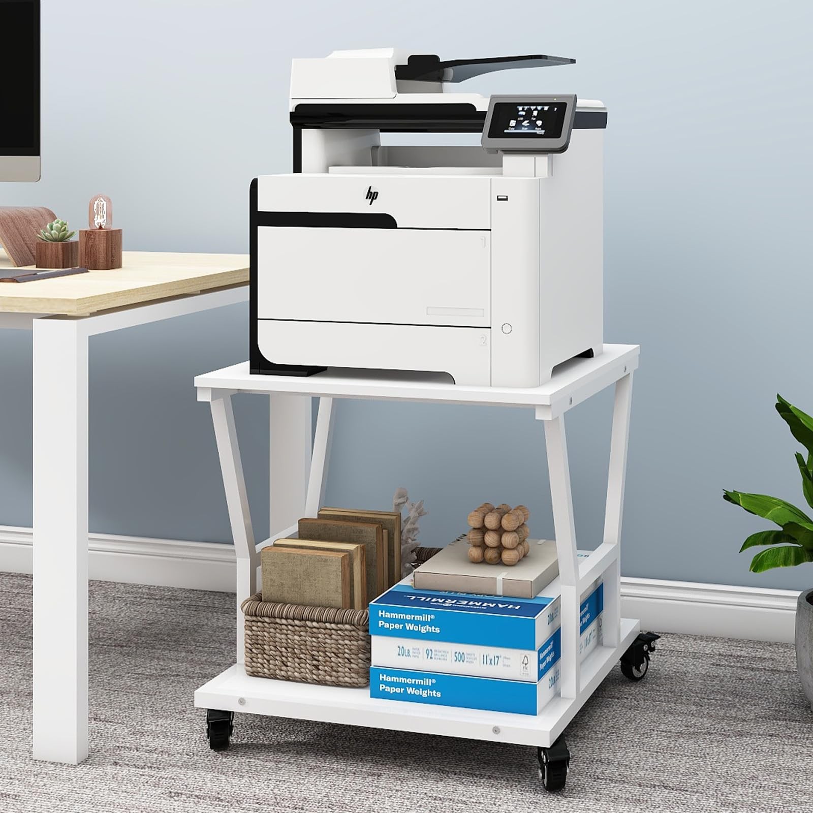 Natwind 2 Tier Printer Stand, 24''x24'',for Large Heavy Printers, White