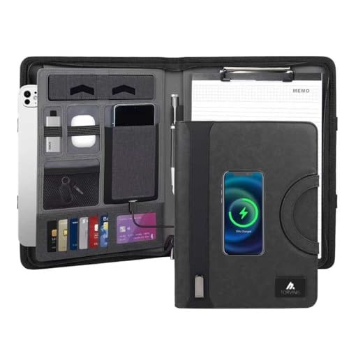 Premium Leather Padfolio,Portable Office,Business Portfolio Organizer | Black