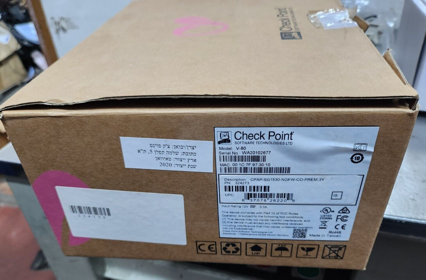 CheckPoint V-80 1530 CPAP-SG1530-NGFW-CO-PREM-3Y Security Gateway - NEW