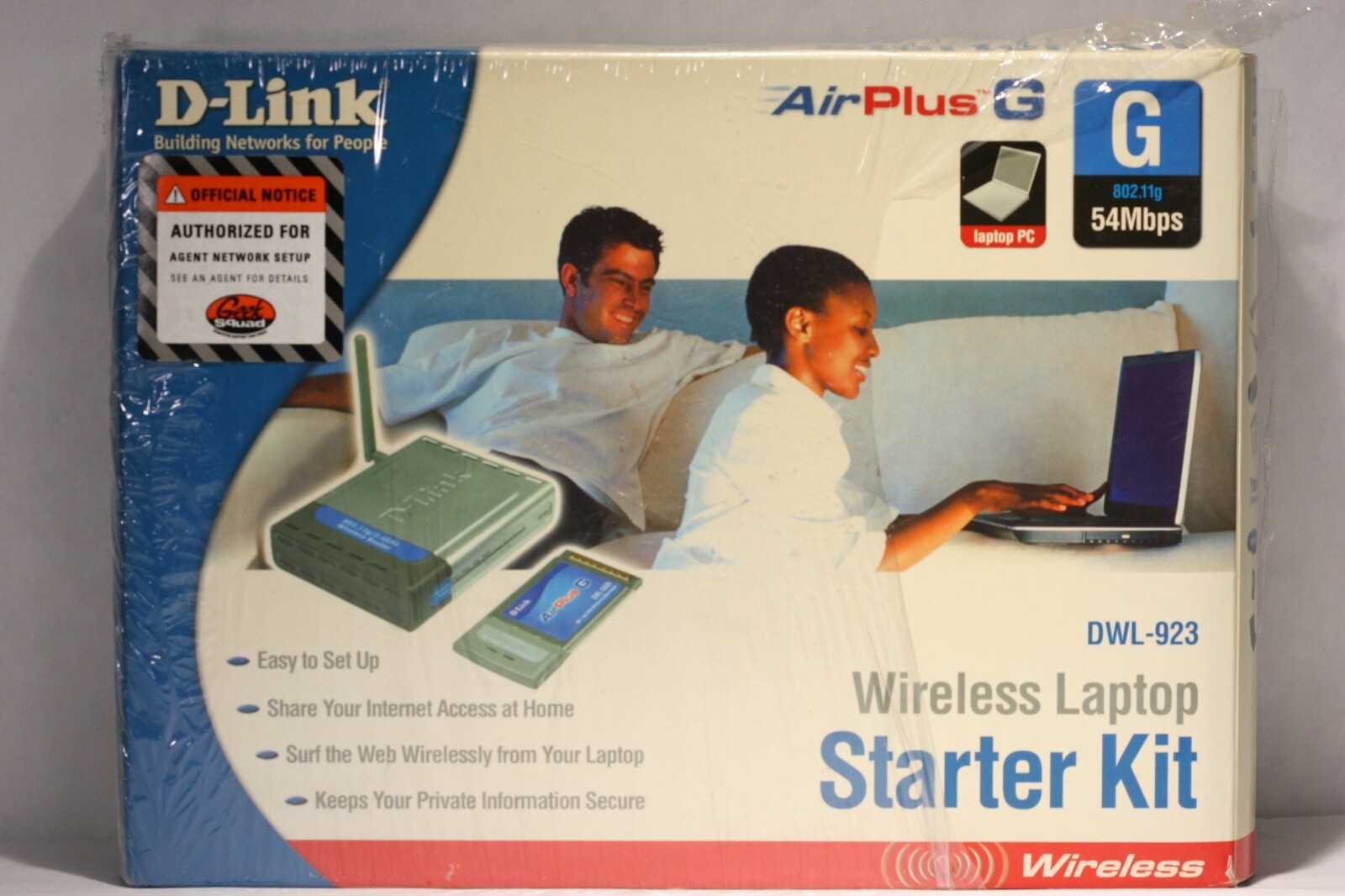D-Link Air Plus 54mbps 802.11g/2.4ghz Wireless Laptop PC Kit DWL-923 