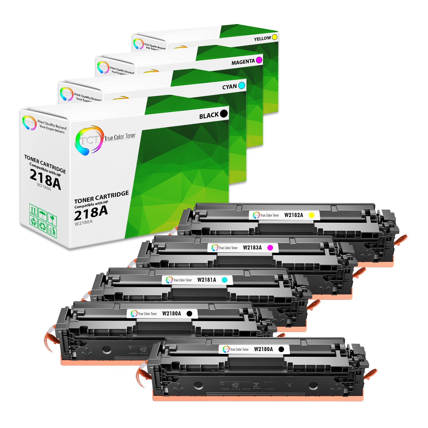 5 Pack TCT Premium 218A BCYM for Compatible HP LaserJet Pro 3201 Toner WITH