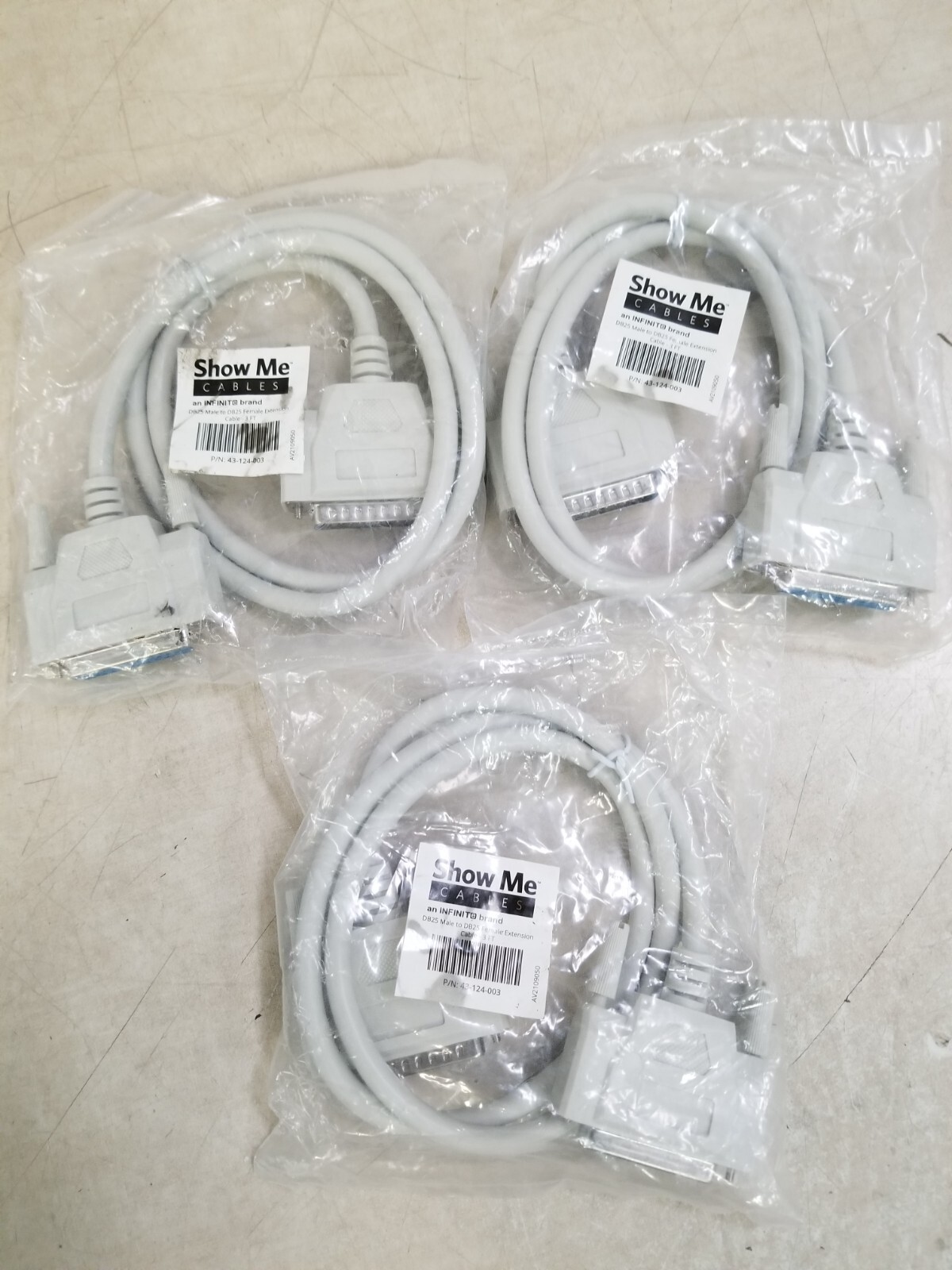 Lot of 3 - Show Me Cables DB25 M to F Serial Parallel Extension Cable 3 Feet