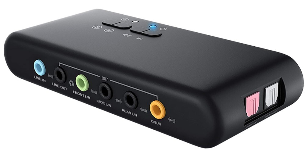 PC USB 7.1 Virtual Surround Sound Card║Mic Input║Optical Out Volume +/-