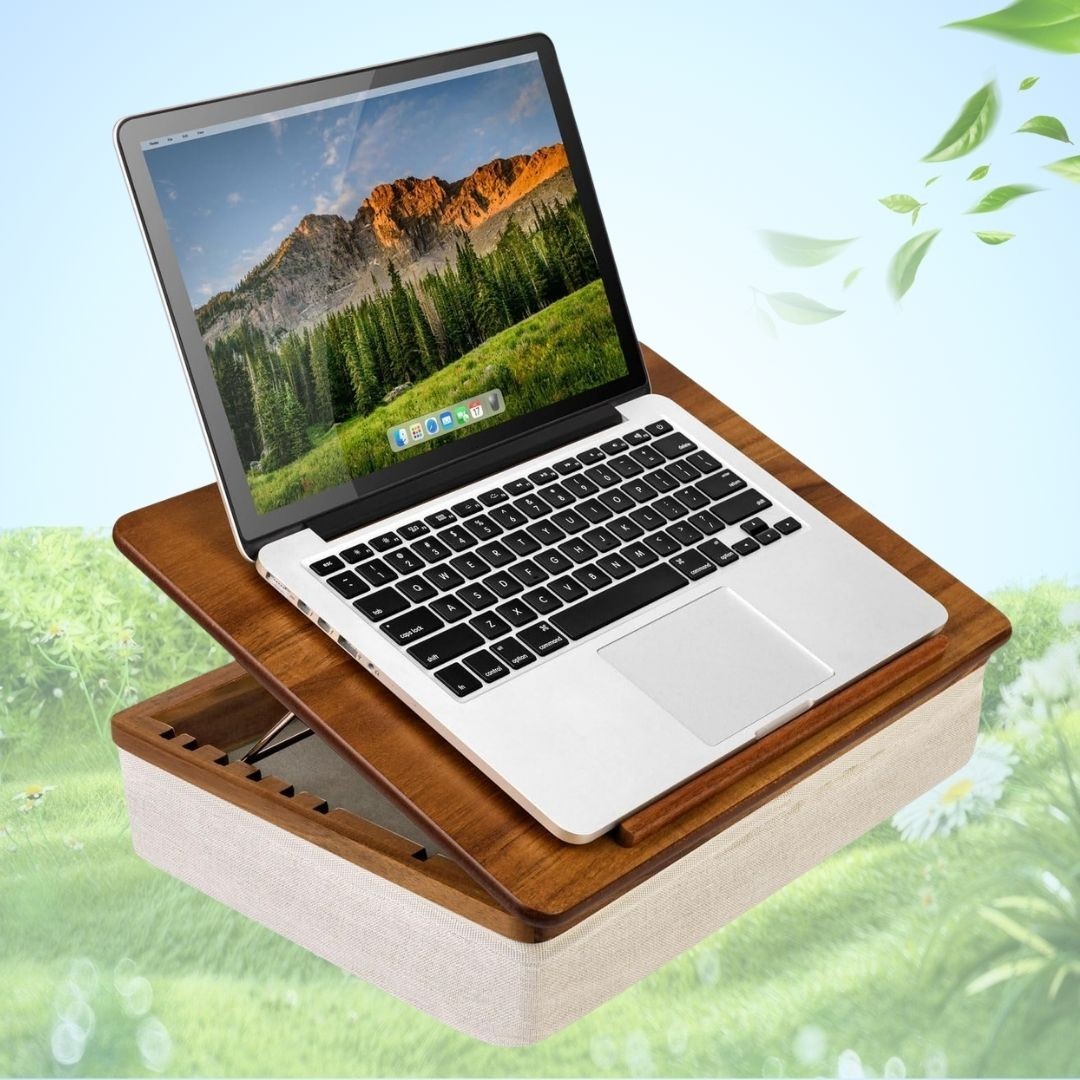 Acacia Wood Easel Lap Desk Adjustable Laptop Stand Portable Workstation Java 765