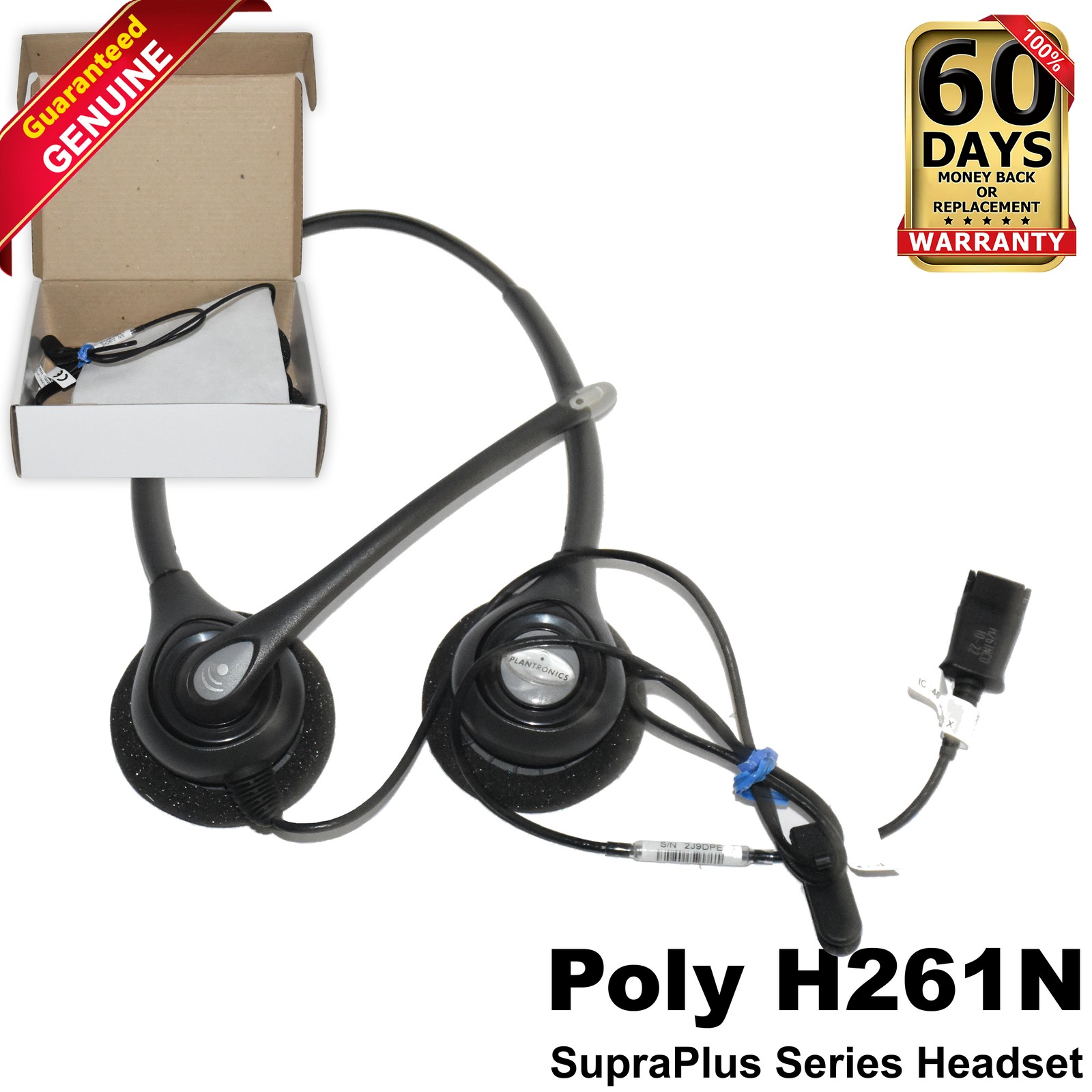 Plantronics SupraPlus H261N Binaural NC Mic QD Wired Stereo Headset 7S444AA