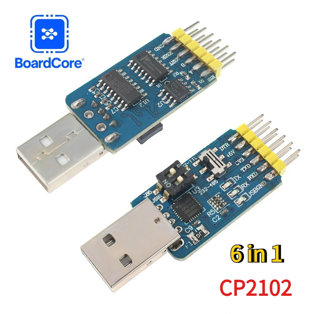 1PCS CP2102 USB to TTL/RS485/RS232 Module 6-in-1 Serial Adapter 3.3V/5V Level
