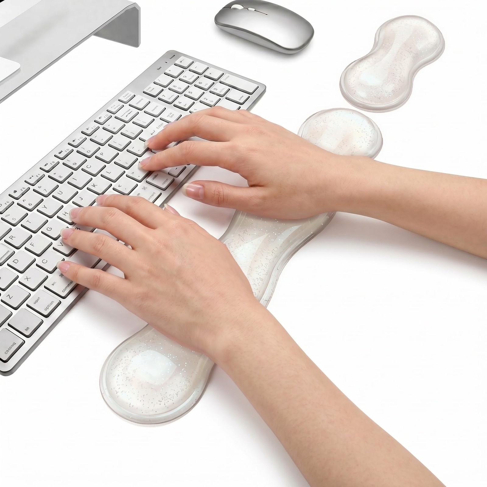 Wrist Rest for Keyboard and Mouse, Ergonomic Mouse Hand Rest Set, Cute Glitte...