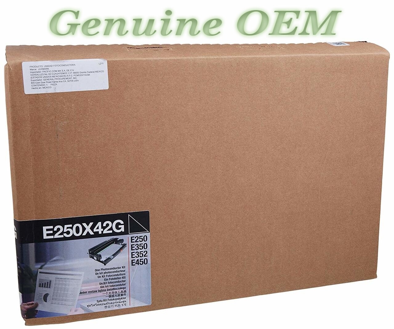 E250X42G Original OEM Lexmark E250 Drum, Black Genuine Sealed